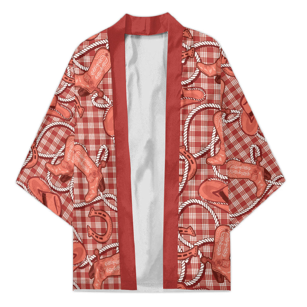 Red Hawaii Palaka Cowboy Kimono Hawaiian Paniolo Festival Spirit LT19 Unisex Red - Polynesian Pride