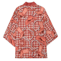 Red Hawaii Palaka Cowboy Kimono Hawaiian Paniolo Festival Spirit LT19 - Polynesian Pride