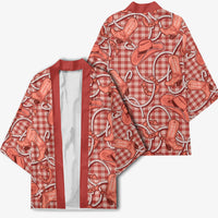 Red Hawaii Palaka Cowboy Kimono Hawaiian Paniolo Festival Spirit LT19 - Polynesian Pride