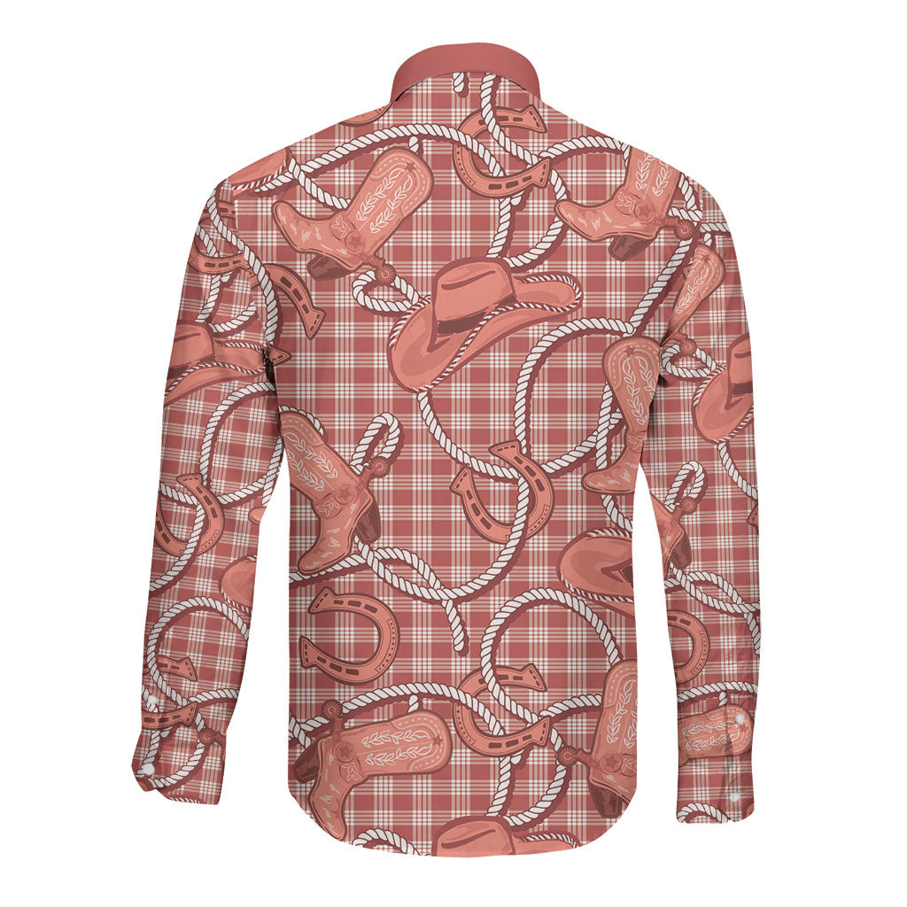 Red Hawaii Palaka Cowboy Long Sleeve Button Shirt Hawaiian Paniolo Festival Spirit LT19 - Polynesian Pride