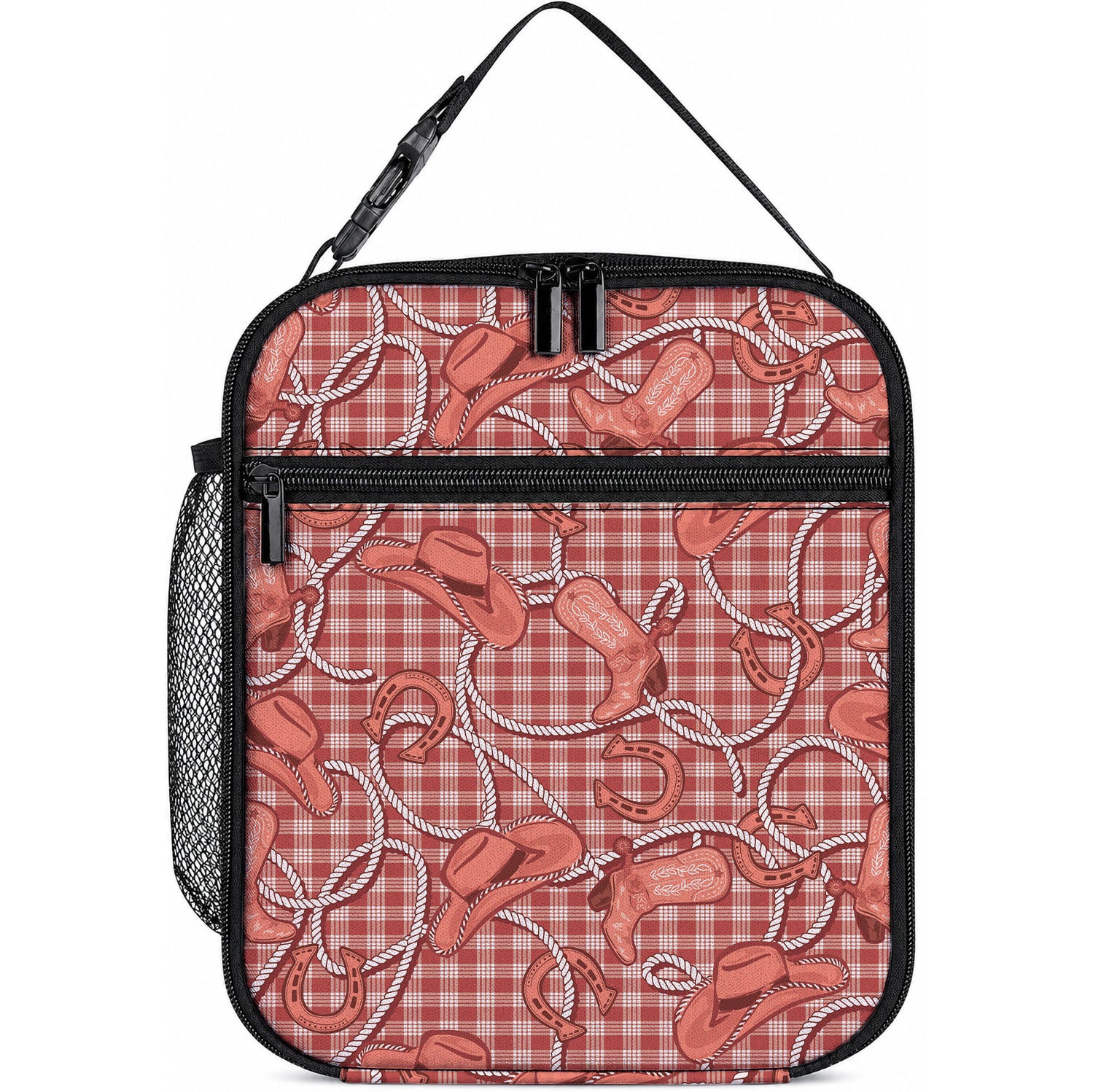Red Hawaii Palaka Cowboy Lunch Bag Hawaiian Paniolo Festival Spirit LT19 10.2 × 8.3 × 4.3 inch Red - Polynesian Pride