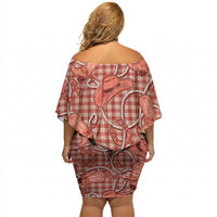 Red Hawaii Palaka Cowboy Off Shoulder Short Dress Hawaiian Paniolo Festival Spirit LT19 - Polynesian Pride
