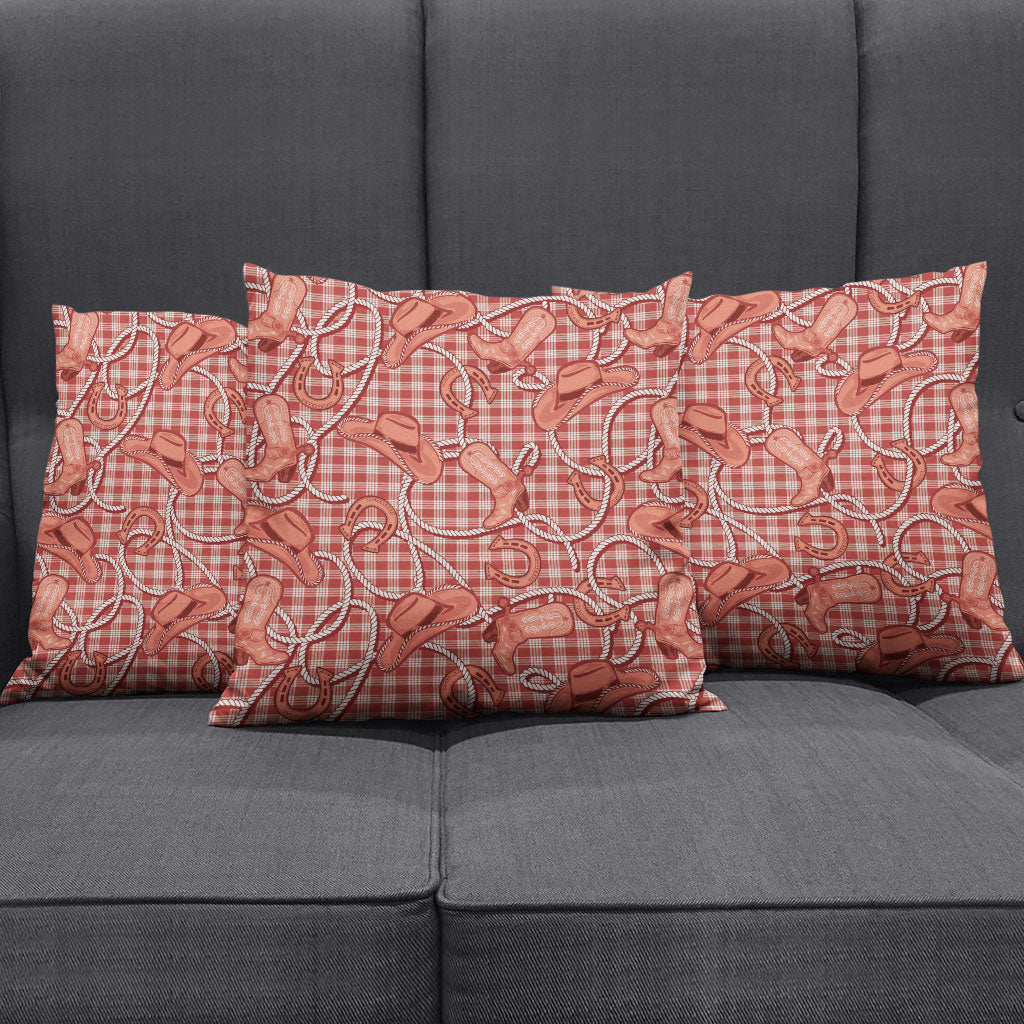 Red Hawaii Palaka Cowboy Pillow Cover Hawaiian Paniolo Festival Spirit LT19 - Polynesian Pride