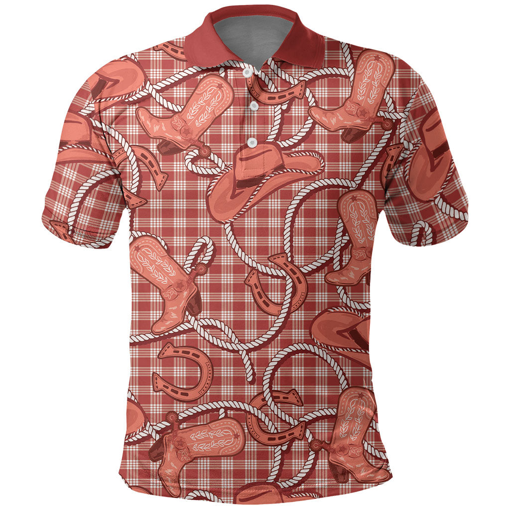 Red Hawaii Palaka Cowboy Polo Shirt Hawaiian Paniolo Festival Spirit LT19 Red - Polynesian Pride