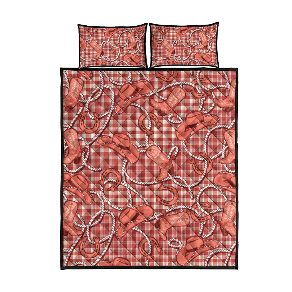 Red Hawaii Palaka Cowboy Quilt Bed Set Hawaiian Paniolo Festival Spirit LT19 - Polynesian Pride
