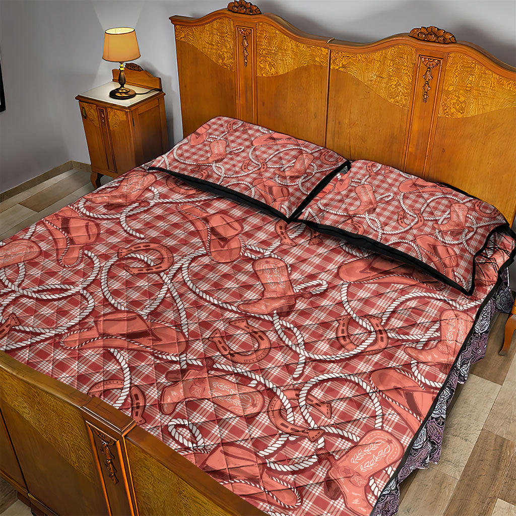 Red Hawaii Palaka Cowboy Quilt Bed Set Hawaiian Paniolo Festival Spirit LT19 - Polynesian Pride