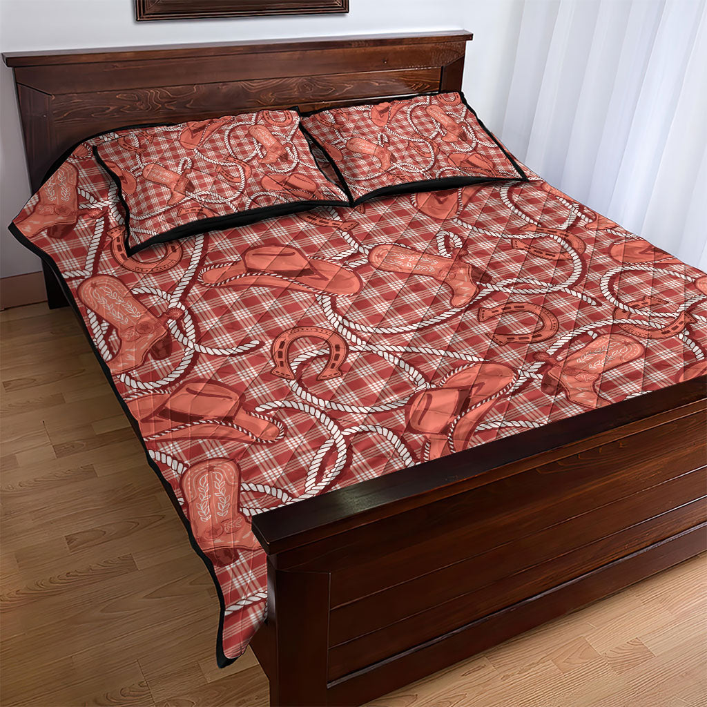 Red Hawaii Palaka Cowboy Quilt Bed Set Hawaiian Paniolo Festival Spirit LT19 - Polynesian Pride