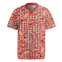 Red Hawaii Palaka Cowboy Rugby Jersey Hawaiian Paniolo Festival Spirit LT19 Red - Polynesian Pride