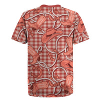 Red Hawaii Palaka Cowboy Rugby Jersey Hawaiian Paniolo Festival Spirit LT19 - Polynesian Pride