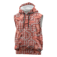Red Hawaii Palaka Cowboy Sleeveless Hoodie Hawaiian Paniolo Festival Spirit LT19 Red - Polynesian Pride