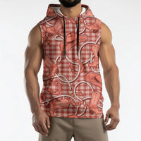 Red Hawaii Palaka Cowboy Sleeveless Hoodie Hawaiian Paniolo Festival Spirit LT19 - Polynesian Pride
