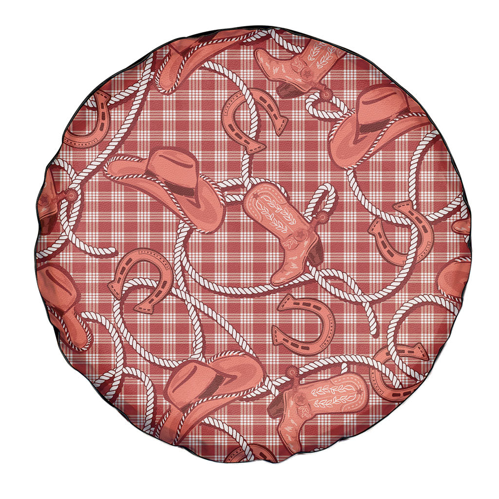Red Hawaii Palaka Cowboy Spare Tire Cover Hawaiian Paniolo Festival Spirit LT19 - Polynesian Pride