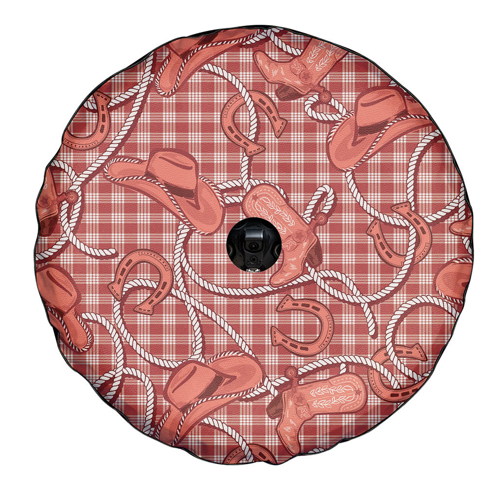 Red Hawaii Palaka Cowboy Spare Tire Cover Hawaiian Paniolo Festival Spirit LT19 - Polynesian Pride