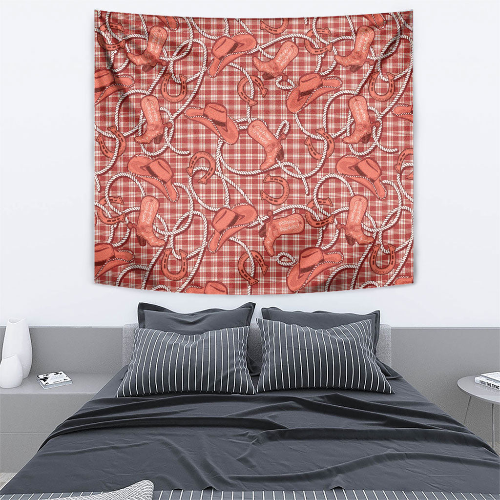 Red Hawaii Palaka Cowboy Tapestry Hawaiian Paniolo Festival Spirit LT19 - Polynesian Pride