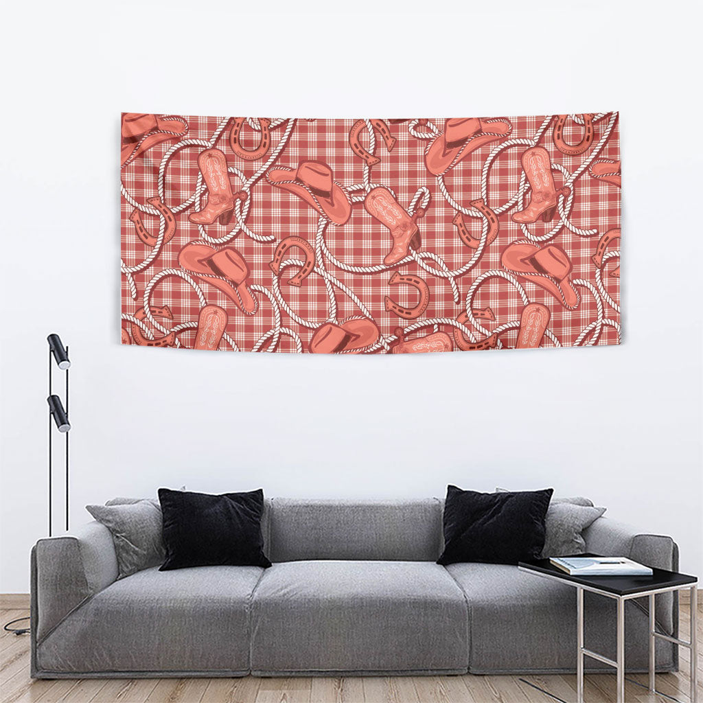 Red Hawaii Palaka Cowboy Tapestry Hawaiian Paniolo Festival Spirit LT19 - Polynesian Pride