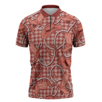 Red Hawaii Palaka Cowboy Zipper Polo Shirt Hawaiian Paniolo Festival Spirit LT19 Red - Polynesian Pride
