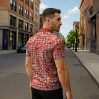 Red Hawaii Palaka Cowboy Zipper Polo Shirt Hawaiian Paniolo Festival Spirit LT19 - Polynesian Pride