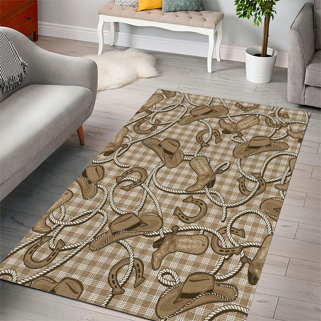 Beige Hawaii Palaka Cowboy Area Rug Hawaiian Paniolo Festival Spirit LT19 - Polynesian Pride