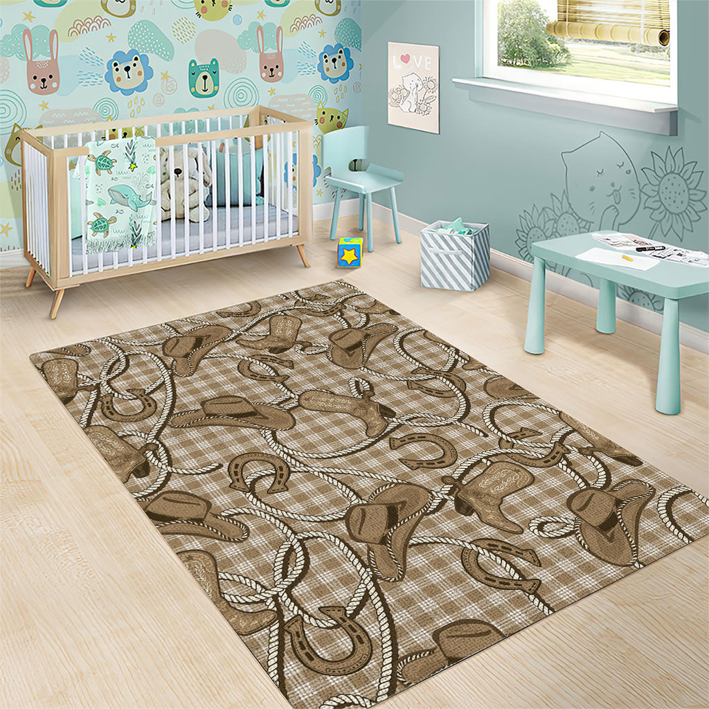 Beige Hawaii Palaka Cowboy Area Rug Hawaiian Paniolo Festival Spirit LT19 - Polynesian Pride