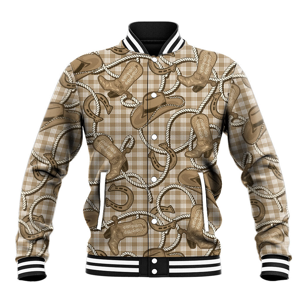 Beige Hawaii Palaka Cowboy Baseball Jacket Hawaiian Paniolo Festival Spirit
