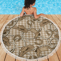 Beige Hawaii Palaka Cowboy Beach Blanket Hawaiian Paniolo Festival Spirit LT19 - Polynesian Pride