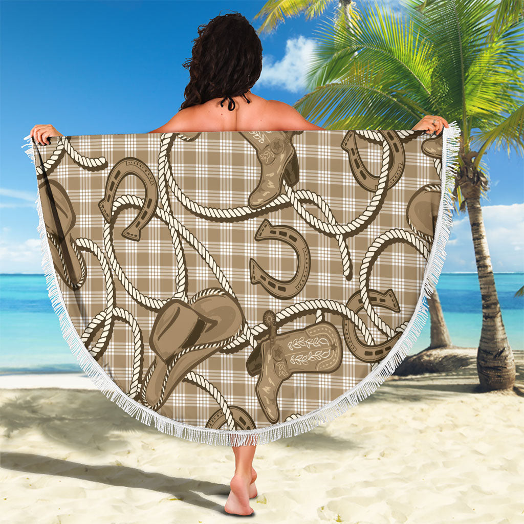 Beige Hawaii Palaka Cowboy Beach Blanket Hawaiian Paniolo Festival Spirit LT19 - Polynesian Pride