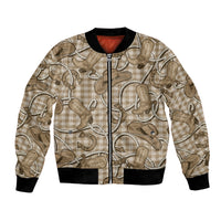 Beige Hawaii Palaka Cowboy Bomber Jacket Hawaiian Paniolo Festival Spirit LT19 Unisex Beige - Polynesian Pride