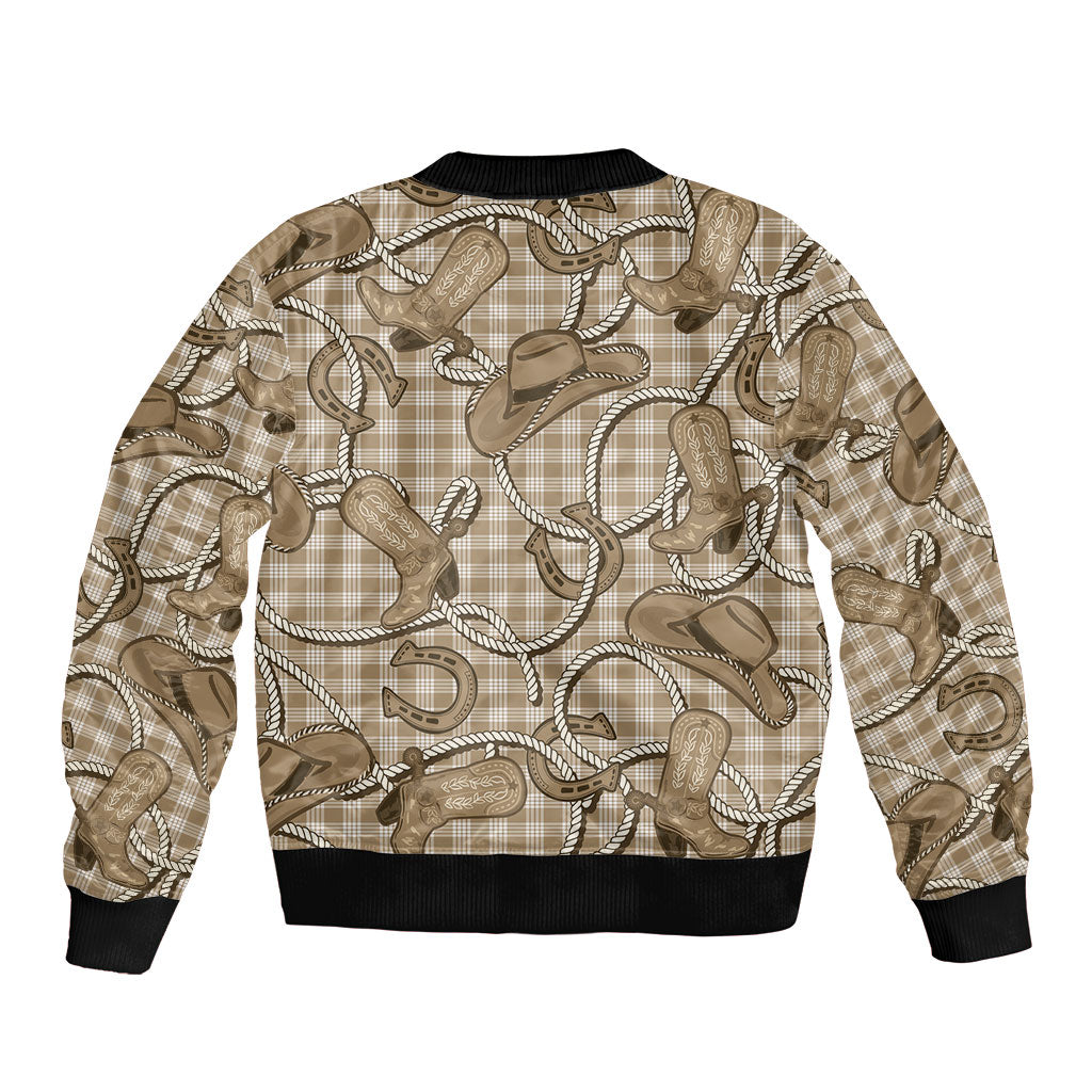 Beige Hawaii Palaka Cowboy Bomber Jacket Hawaiian Paniolo Festival Spirit LT19 - Polynesian Pride
