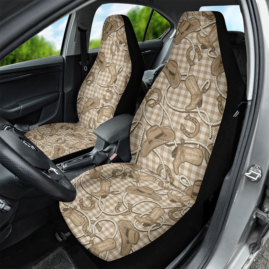 Beige Hawaii Palaka Cowboy Car Seat Cover Hawaiian Paniolo Festival Spirit LT19 - Polynesian Pride