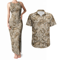 Beige Hawaii Palaka Cowboy Couples Matching Tank Maxi Dress and Hawaiian Shirt Hawaiian Paniolo Festival Spirit LT19 Beige - Polynesian Pride