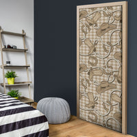 Beige Hawaii Palaka Cowboy Door Cover Hawaiian Paniolo Festival Spirit LT19 - Polynesian Pride