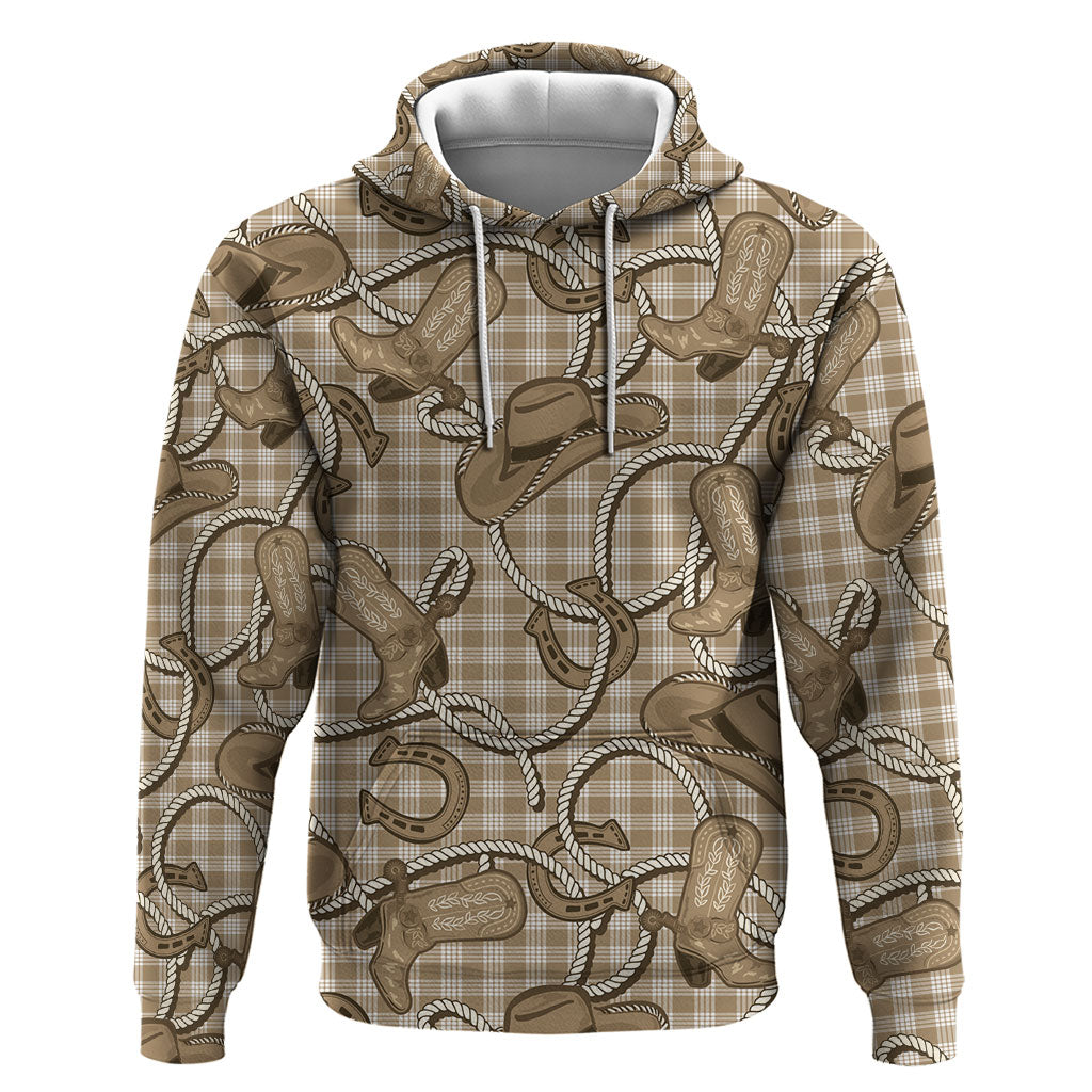 Beige Hawaii Palaka Cowboy Hoodie Hawaiian Paniolo Festival Spirit LT19 Pullover Hoodie Beige - Polynesian Pride