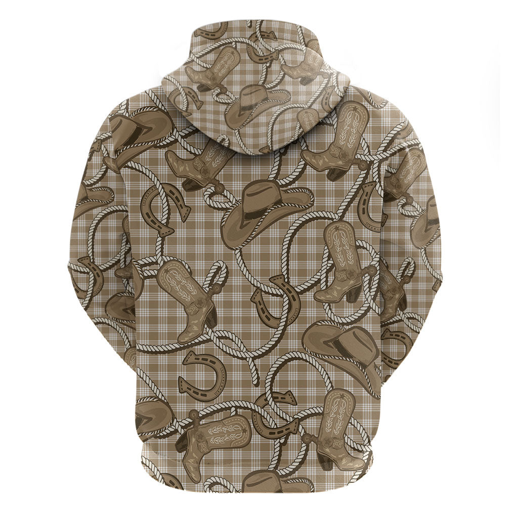 Beige Hawaii Palaka Cowboy Hoodie Hawaiian Paniolo Festival Spirit LT19 - Polynesian Pride