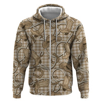 Beige Hawaii Palaka Cowboy Hoodie Hawaiian Paniolo Festival Spirit LT19 Zip Hoodie Beige - Polynesian Pride