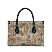 Beige Hawaii Palaka Cowboy Leather Bag Hawaiian Paniolo Festival Spirit LT19 - Polynesian Pride