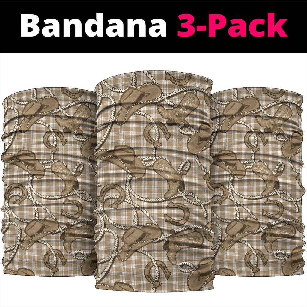 Beige Hawaii Palaka Cowboy Neck Gaiter Hawaiian Paniolo Festival Spirit LT19 package One Size: 25*50cm Beige - Polynesian Pride
