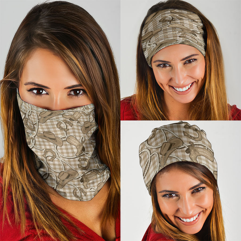 Beige Hawaii Palaka Cowboy Neck Gaiter Hawaiian Paniolo Festival Spirit LT19 - Polynesian Pride