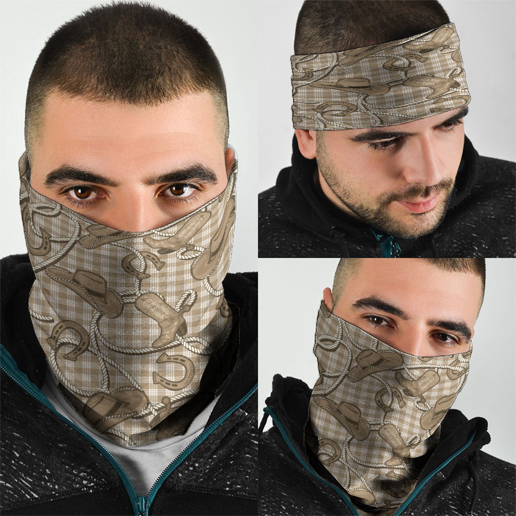 Beige Hawaii Palaka Cowboy Neck Gaiter Hawaiian Paniolo Festival Spirit LT19 - Polynesian Pride