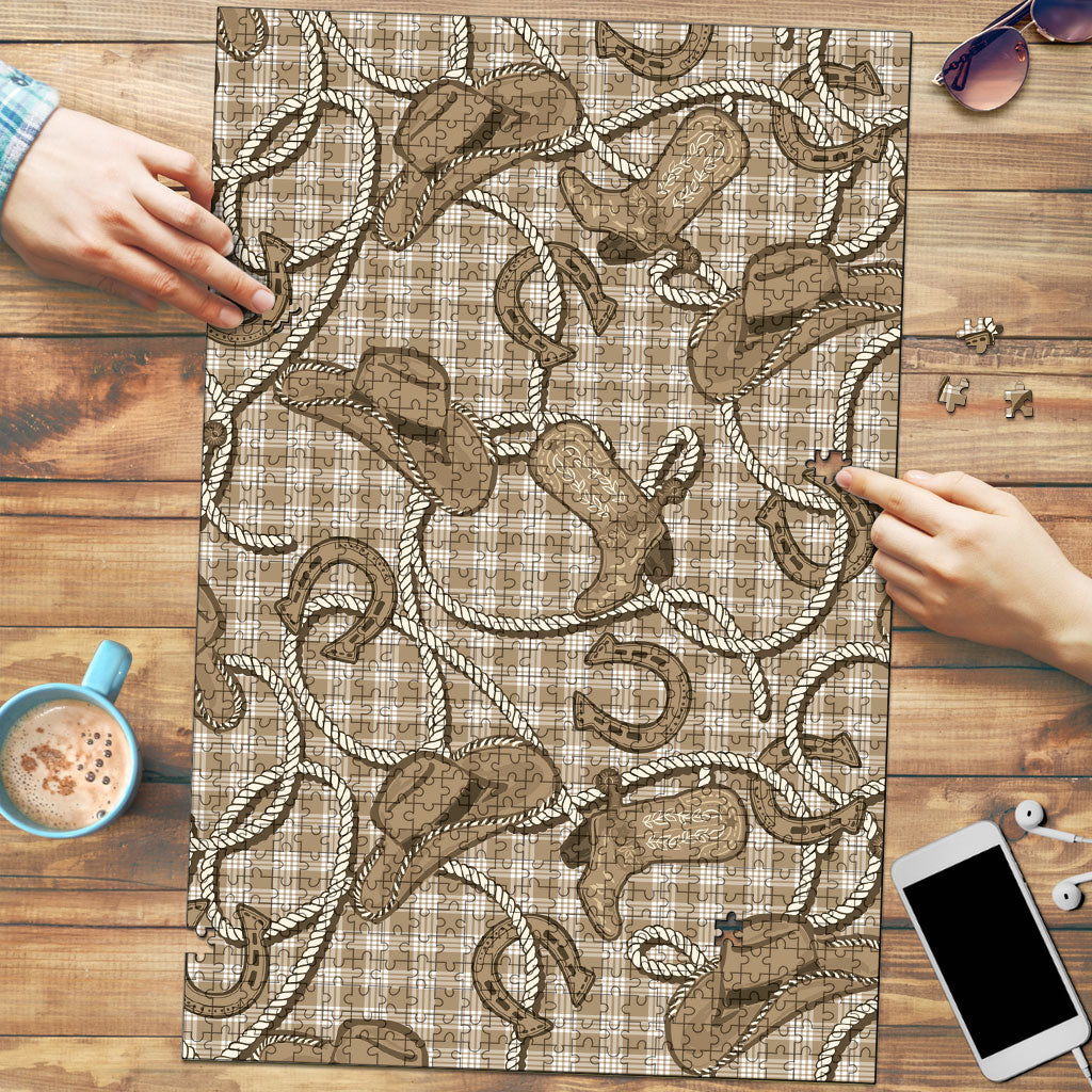Beige Hawaii Palaka Cowboy Puzzle Hawaiian Paniolo Festival Spirit LT19 Beige - Polynesian Pride