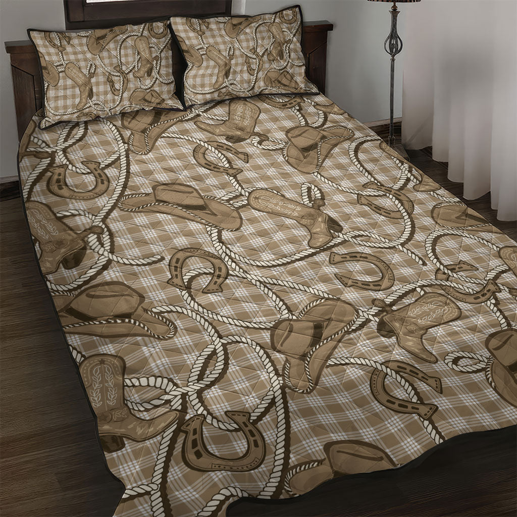 Beige Hawaii Palaka Cowboy Quilt Bed Set Hawaiian Paniolo Festival Spirit LT19 Beige - Polynesian Pride