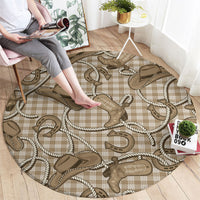 Beige Hawaii Palaka Cowboy Round Carpet Hawaiian Paniolo Festival Spirit LT19 - Polynesian Pride