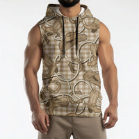 Beige Hawaii Palaka Cowboy Sleeveless Hoodie Hawaiian Paniolo Festival Spirit LT19 - Polynesian Pride