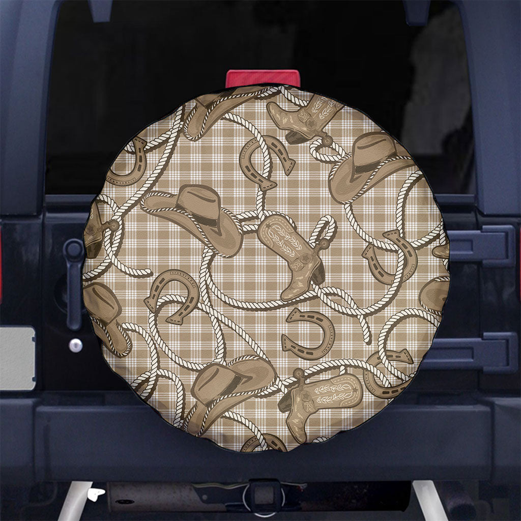 Beige Hawaii Palaka Cowboy Spare Tire Cover Hawaiian Paniolo Festival Spirit