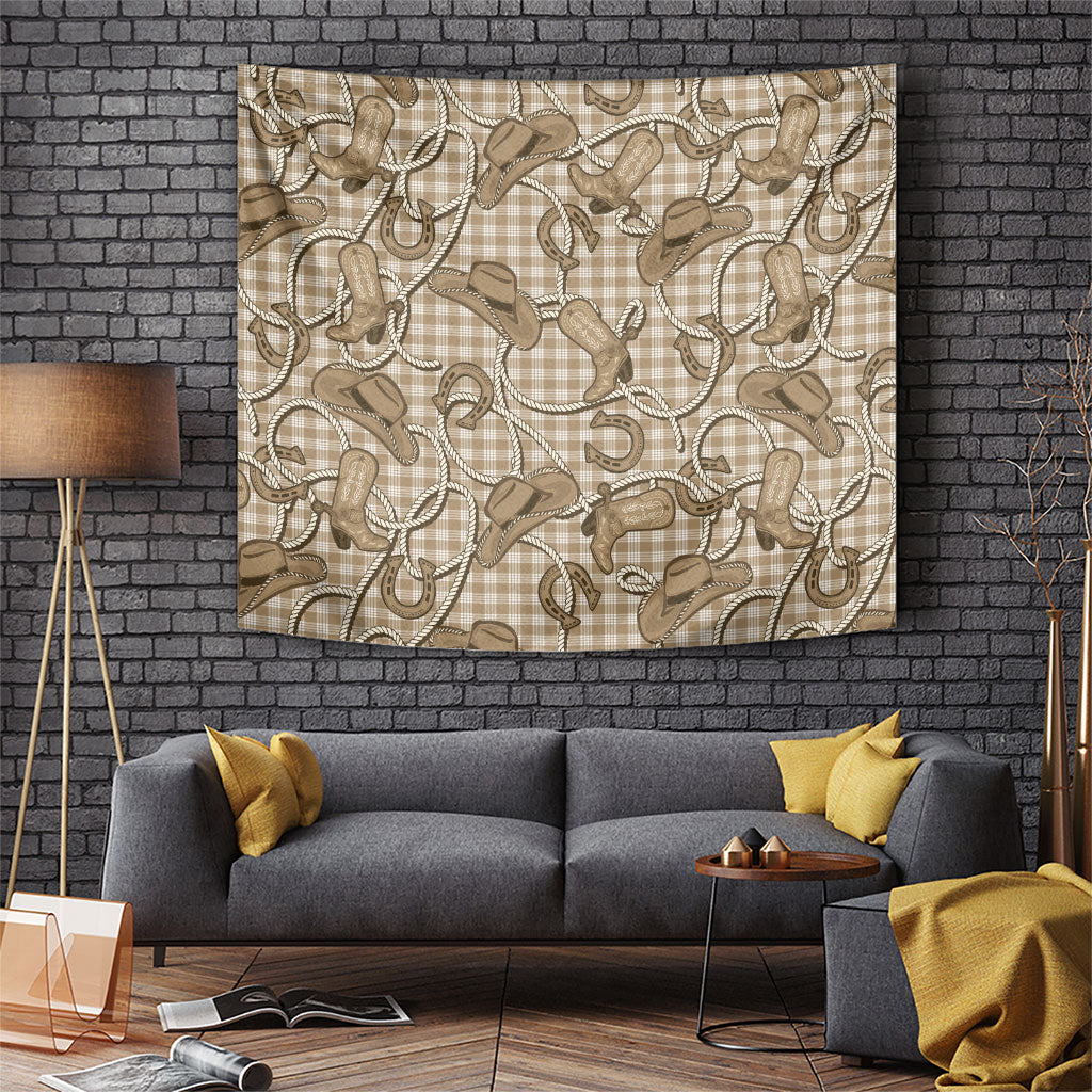 Beige Hawaii Palaka Cowboy Tapestry Hawaiian Paniolo Festival Spirit LT19 Beige - Polynesian Pride