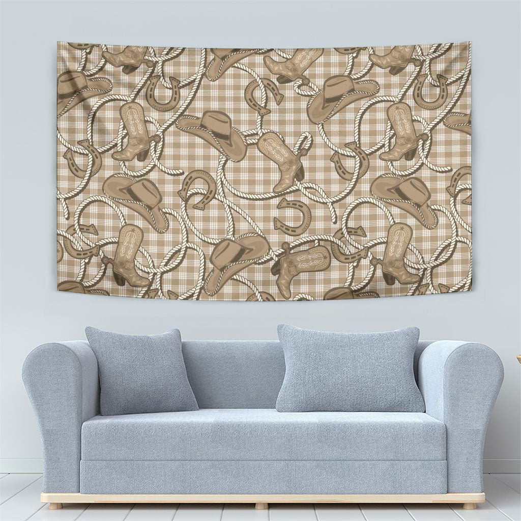 Beige Hawaii Palaka Cowboy Tapestry Hawaiian Paniolo Festival Spirit LT19 - Polynesian Pride
