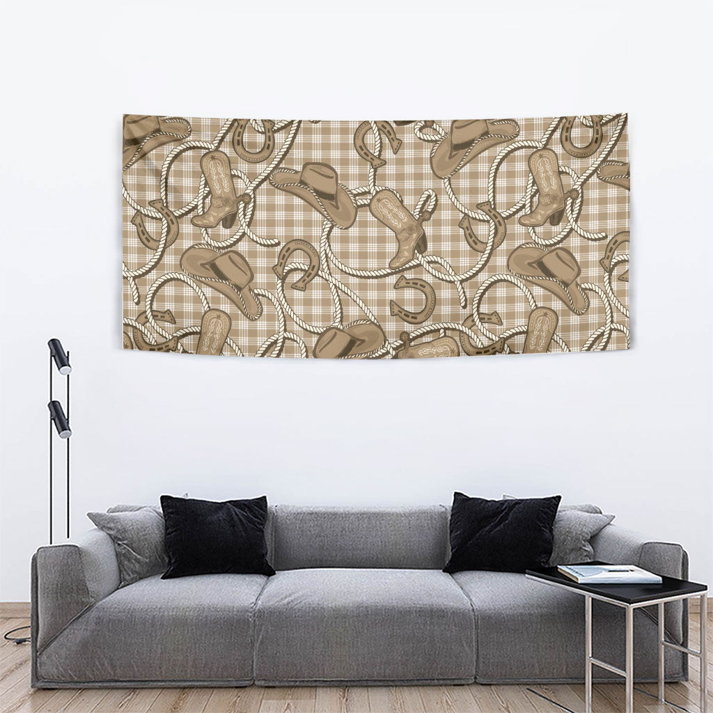 Beige Hawaii Palaka Cowboy Tapestry Hawaiian Paniolo Festival Spirit LT19 - Polynesian Pride