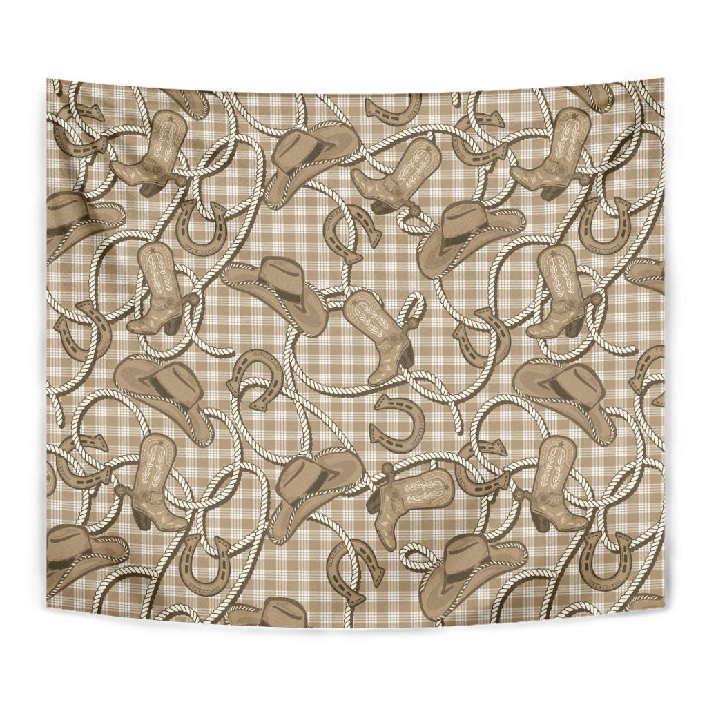 Beige Hawaii Palaka Cowboy Tapestry Hawaiian Paniolo Festival Spirit LT19 - Polynesian Pride