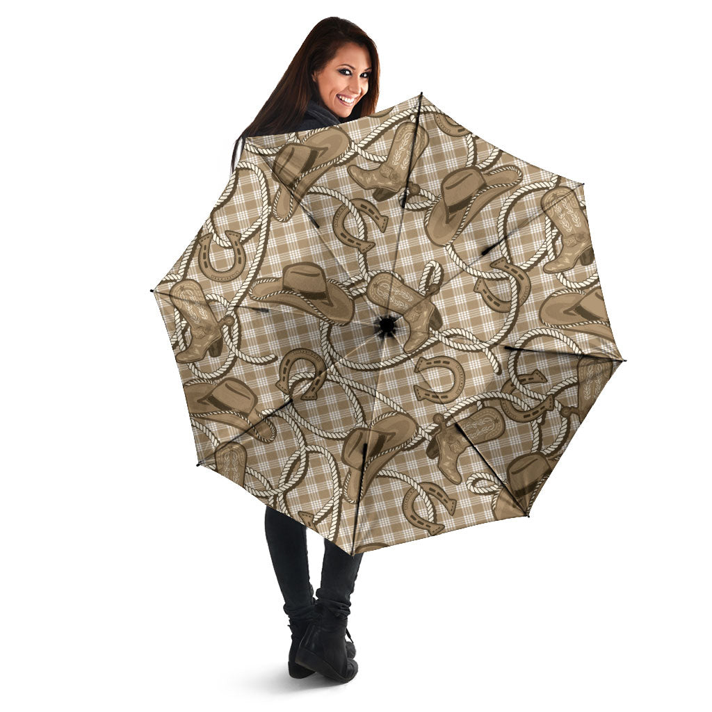 Beige Hawaii Palaka Cowboy Umbrella Hawaiian Paniolo Festival Spirit LT19 - Polynesian Pride