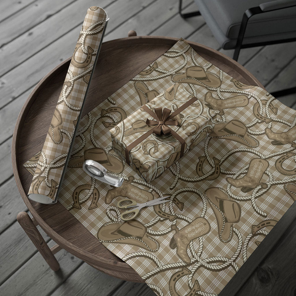 Beige Hawaii Palaka Cowboy Wrapping Paper Hawaiian Paniolo Festival Spirit LT19 - Polynesian Pride