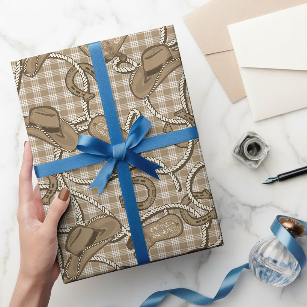Beige Hawaii Palaka Cowboy Wrapping Paper Hawaiian Paniolo Festival Spirit LT19 - Polynesian Pride